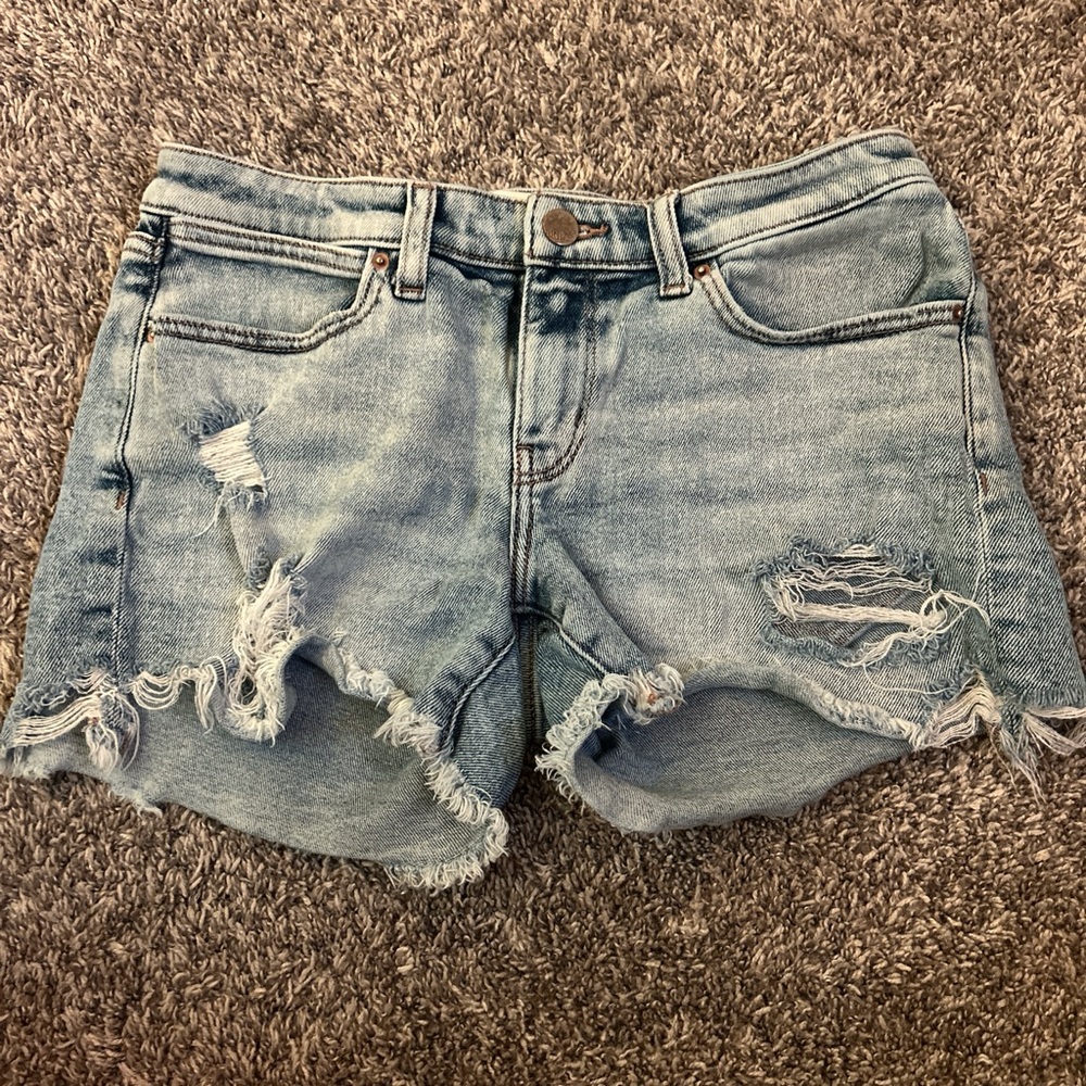BKE Light Blue Distressed Jean Shorts